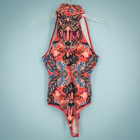 Free People Size Small S Tucker Floral Paisley Print Sleeveless Mock Bodysuit - Picture 3 of 7